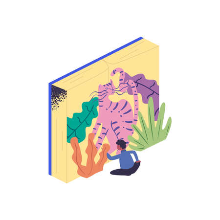 man with isometric book design, Education literature and read theme Vector illustrationのイラスト素材