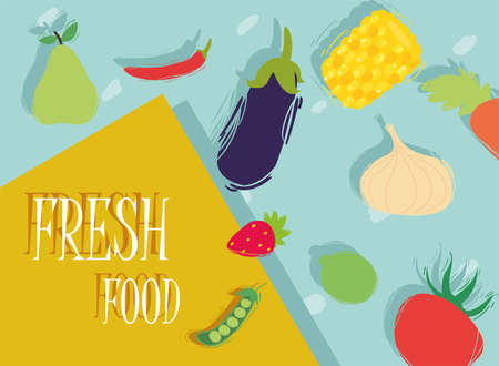 Fresh food icon collection design, healthy organic eco bio and fresh theme Vector illustrationのイラスト素材