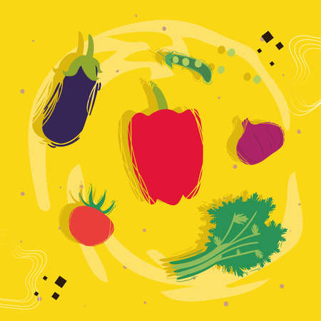 Healthy and organic food icon bundle design, eco bio and fresh theme Vector illustrationのイラスト素材