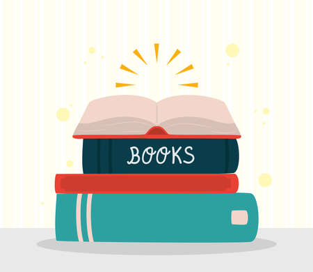stack of books over white background, flat style, vector illustrationのイラスト素材