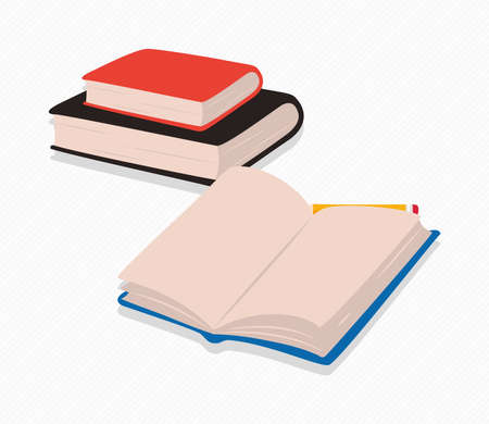 academic books over white background, flat style, vector illustrationのイラスト素材