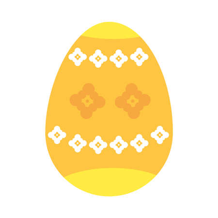 yellow easter egg with decorative flowers over white background, colorful design, vector illustrationのイラスト素材