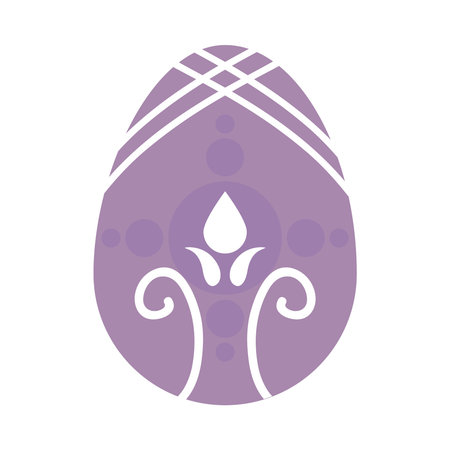 purple easter egg with decorations over white background, colorful design, vector illustrationのイラスト素材