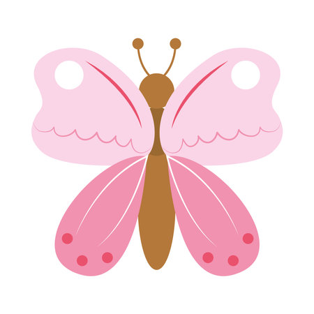 pink butterfly icon over white background, colorful design, vector illustrationのイラスト素材