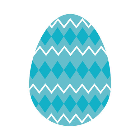 blue easter egg with decorative rhombus over white background, colorful design, vector illustrationのイラスト素材