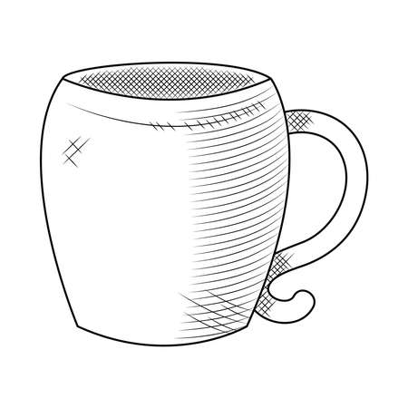 coffee mug icon over white background, sketch style, vector illustrationのイラスト素材
