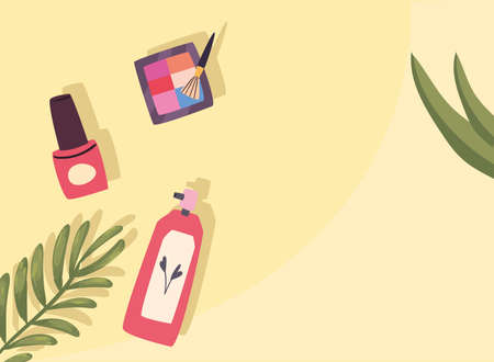 Cosmetic nail polish powder brush and cream design, Make up fashion style and skin theme Vector illustrationのイラスト素材