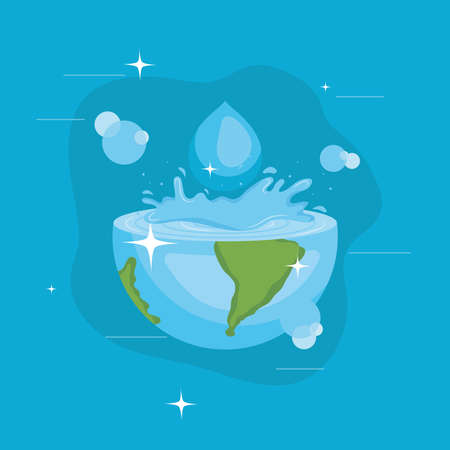 Water day with world splash and drop design, Environment save nature and ecology theme Vector illustrationのイラスト素材