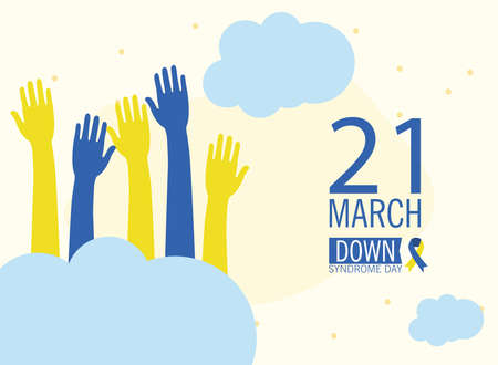 Down syndrome hands on cloudsのイラスト素材