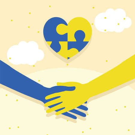 Down syndrome hands and hearts puzzleのイラスト素材