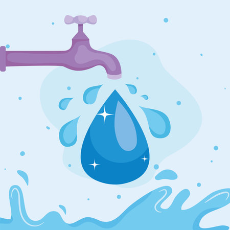 Water day with drop and tap design, Environment save nature and ecology theme Vector illustrationのイラスト素材