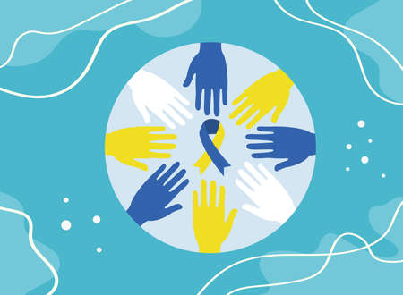 Down syndrome hands and ribbonのイラスト素材