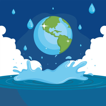 Water day with world over sea with splash design, Environment save nature and ecology theme Vector illustrationのイラスト素材