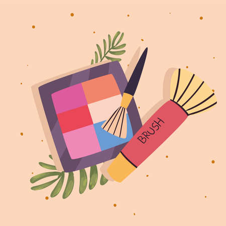 Cosmetic powder and brushes design, Make up fashion style and skin theme Vector illustrationのイラスト素材