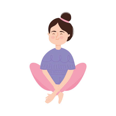 girl sitting with crossed legsのイラスト素材