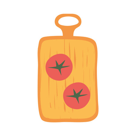 cutting board with tomatoes vegetablesのイラスト素材