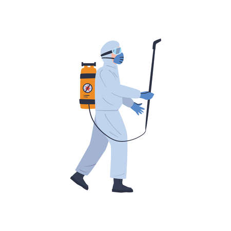 Isolated man with suit disinfectingのイラスト素材