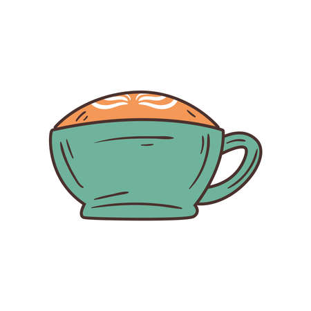 green coffee mug with creamのイラスト素材