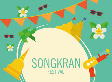 Water songkran festival icon collectionのイラスト素材