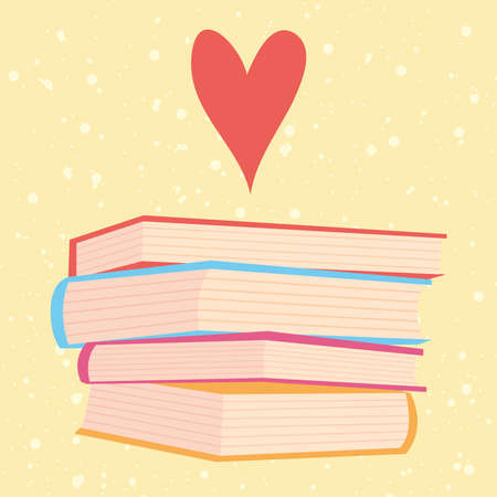red heart and books stackのイラスト素材