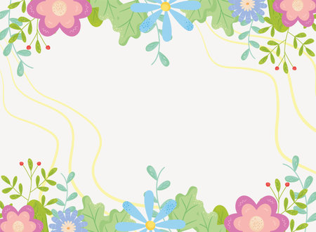 spring flowers frame design, natural floral plant and ornament theme Vector illustrationのイラスト素材
