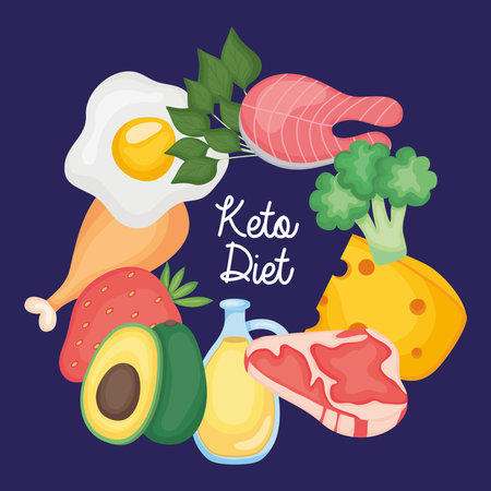 Keto diet with food wreathのイラスト素材
