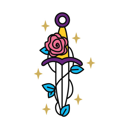 Rose wrapped around a swordのイラスト素材