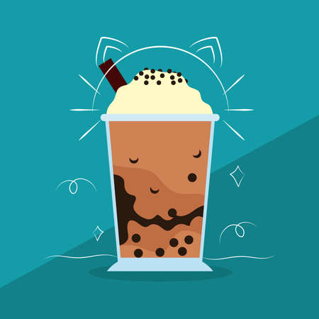 chocolate bubble tea cup iconのイラスト素材