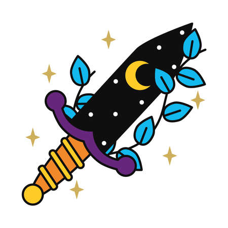 magic sword with leaves iconのイラスト素材