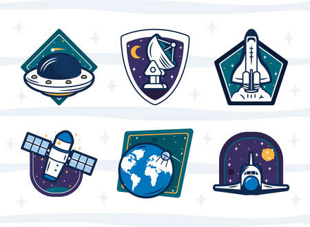 colorful space badges set designのイラスト素材