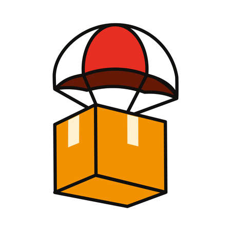 parachute with packing carton boxのイラスト素材