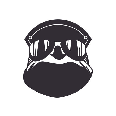 biker patch helmet with glassesのイラスト素材