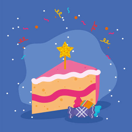 happy birthday cake and candiesのイラスト素材