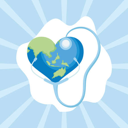World health day heart stethoscopeのイラスト素材