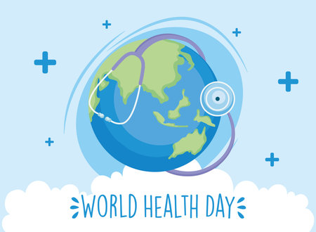 World health day with stethoscopeのイラスト素材
