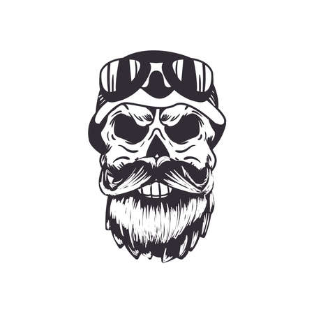 skull with beard and glassesのイラスト素材
