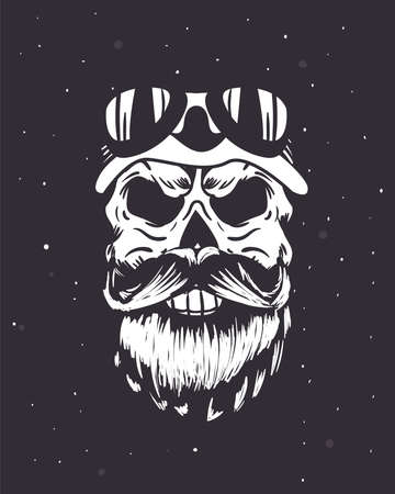 skull with mustache and glassesのイラスト素材