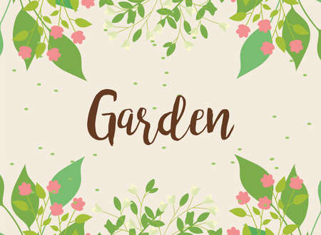 Garden flowers and leaves bannerのイラスト素材