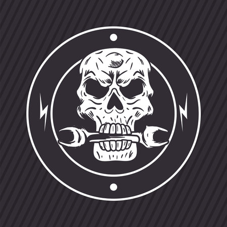 biker patch skull seal stampのイラスト素材