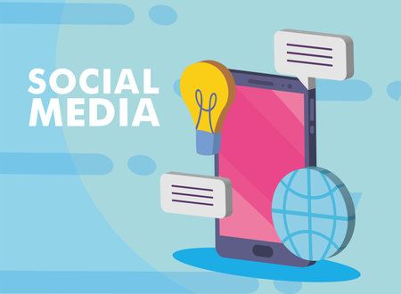 Isometric smartphone with media iconsのイラスト素材