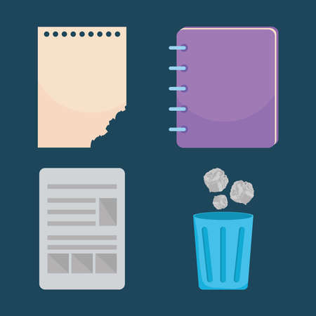 notebook and waste elements setのイラスト素材