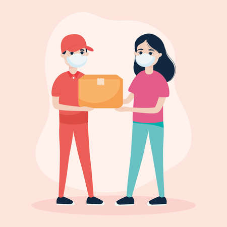 delivery man handing a boxのイラスト素材