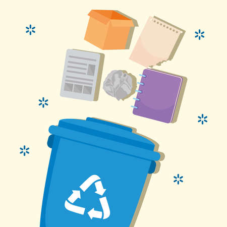 paper waste bin on backgroundのイラスト素材