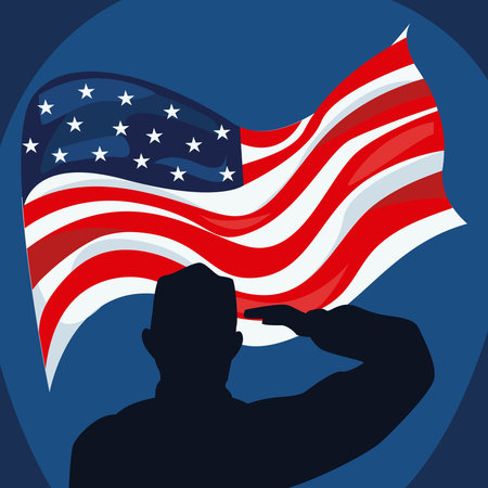 soldier silhouette with usa flag