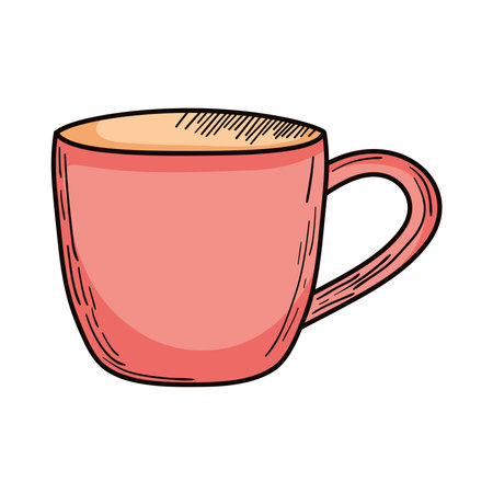 red coffee mug on backgroundのイラスト素材