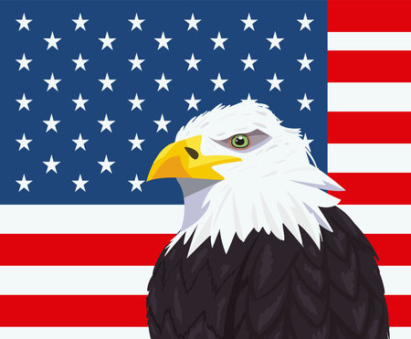 Usa eagle with country flagのイラスト素材