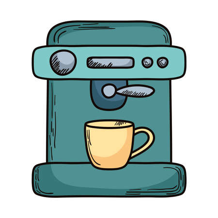 coffee maker bar with mugのイラスト素材