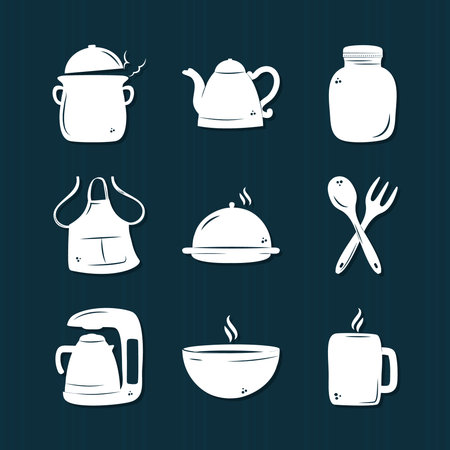 kitchen tools and utensils setのイラスト素材