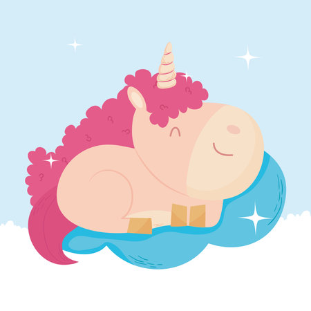 baby unicorn on a cloudのイラスト素材