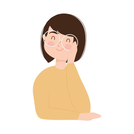 beautiful woman with round glassesのイラスト素材